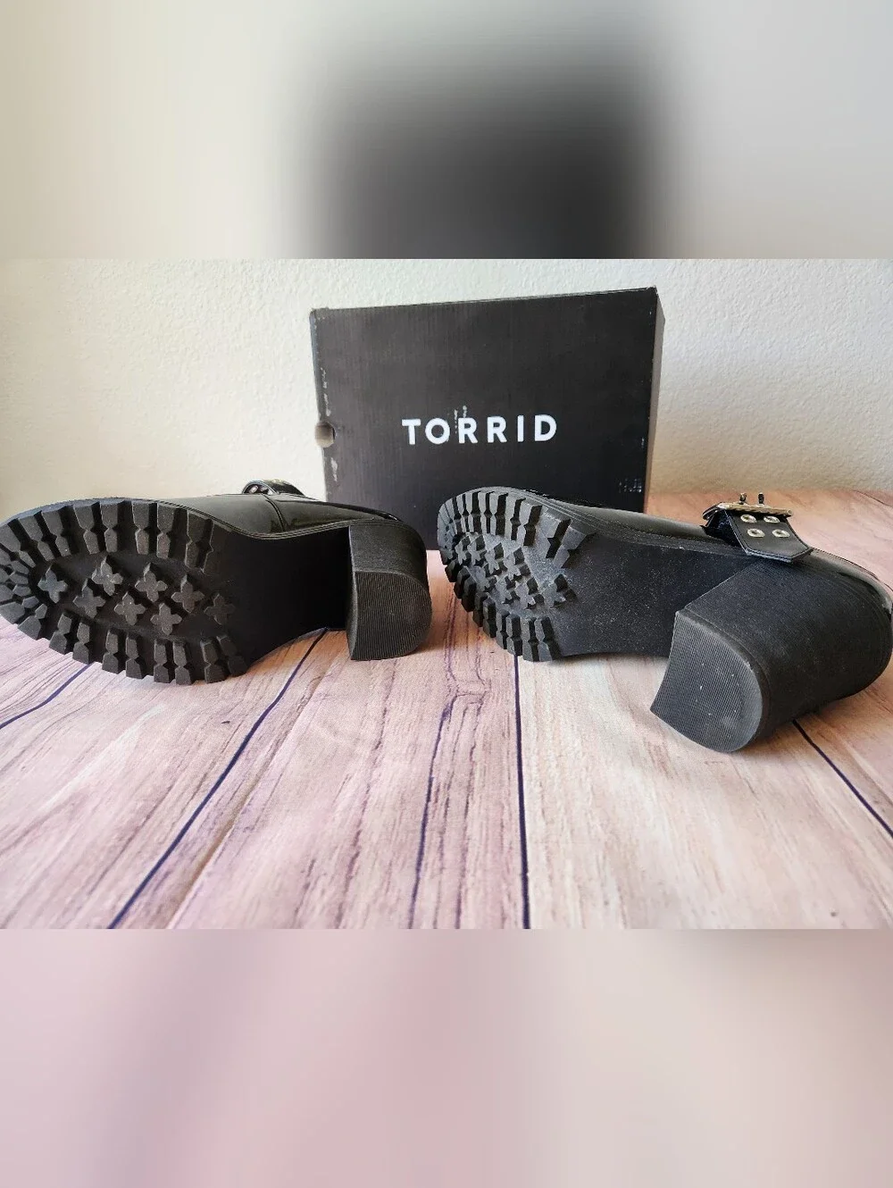 Torrid Women's Black Patent Mary Jane Heels Goth Punk Chunky Shoes 8.5 Y2K